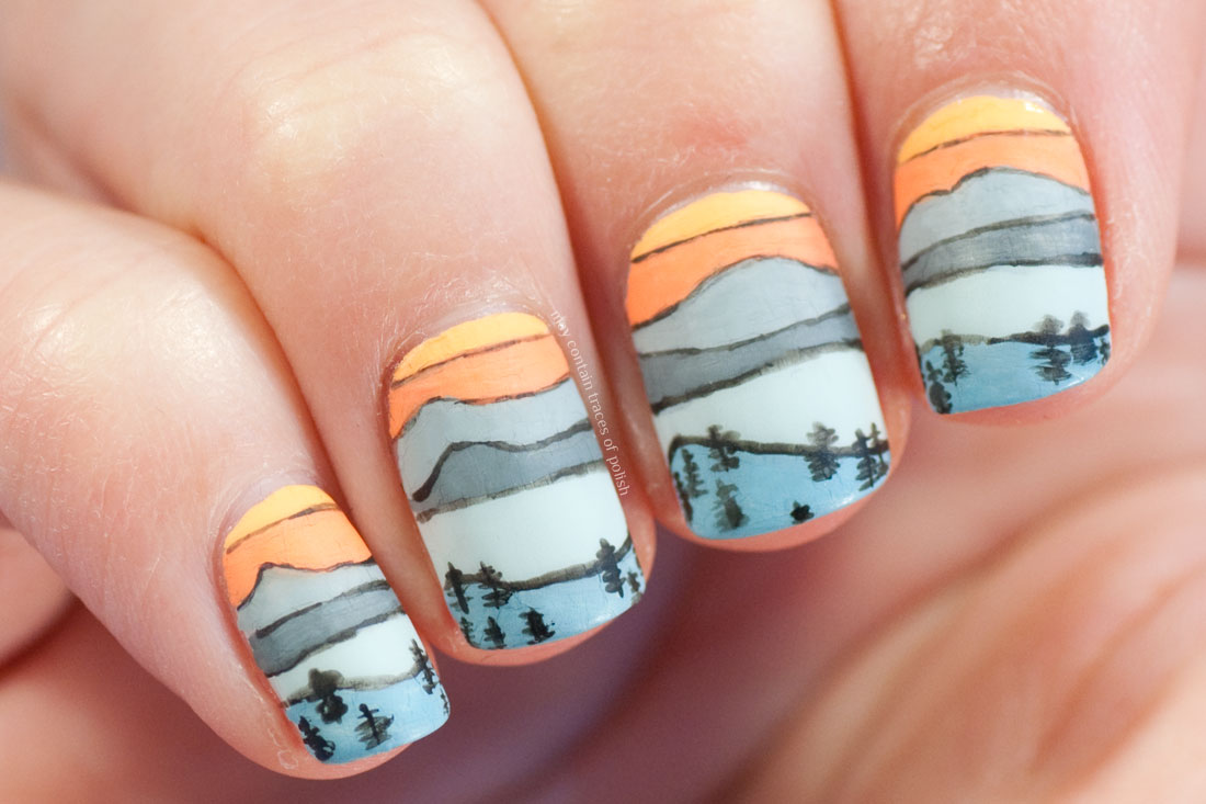 31 Day Challenge: Day 27, Inspired by Artwork - Abstract landscape nail art