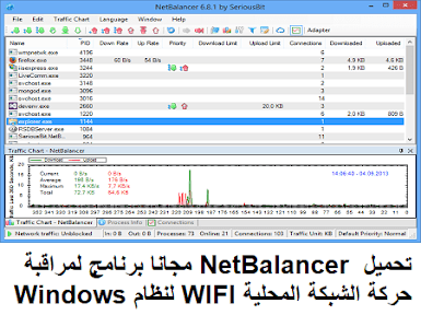 تحميل 7-12-9 NetBalancer مجانا برنامج لمراقبة حركة الشبكة المحلية WIFI لنظام Windows