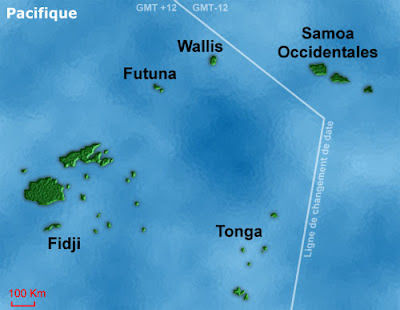 Carte de l'archipel de Wallis et Futuna dans l'océan Pacifique
