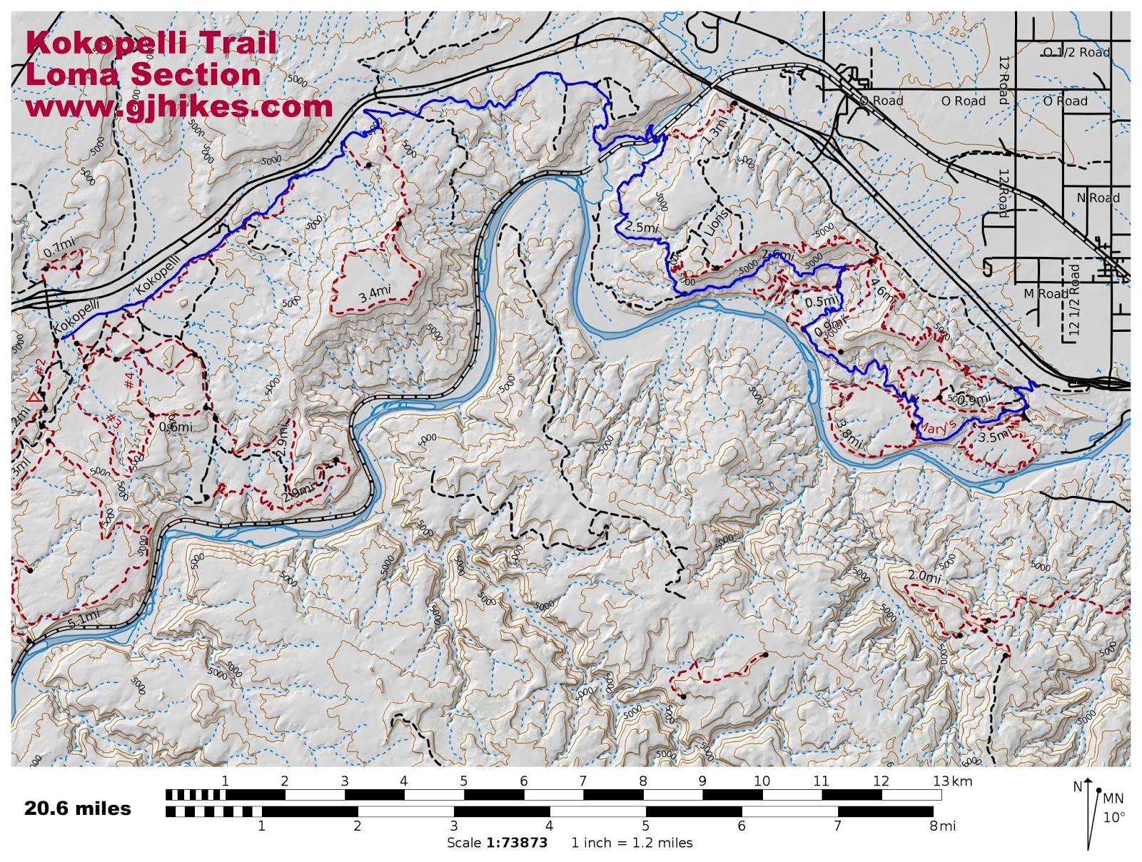 gjhikes com Kokopelli Trail - Kokopelli%2B %2BLoma%2BSection%2BMap