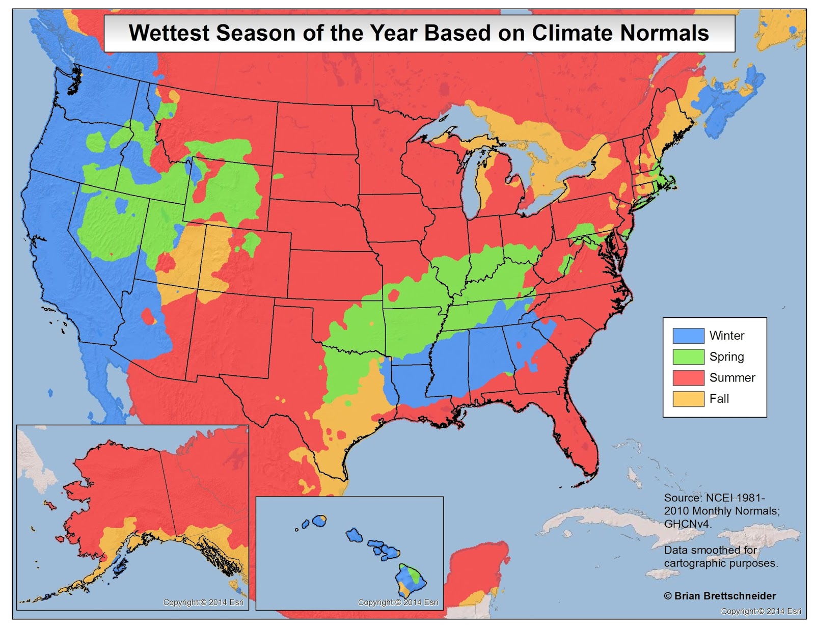 Wettest and Driest Seasons in the United States - Vivid Maps