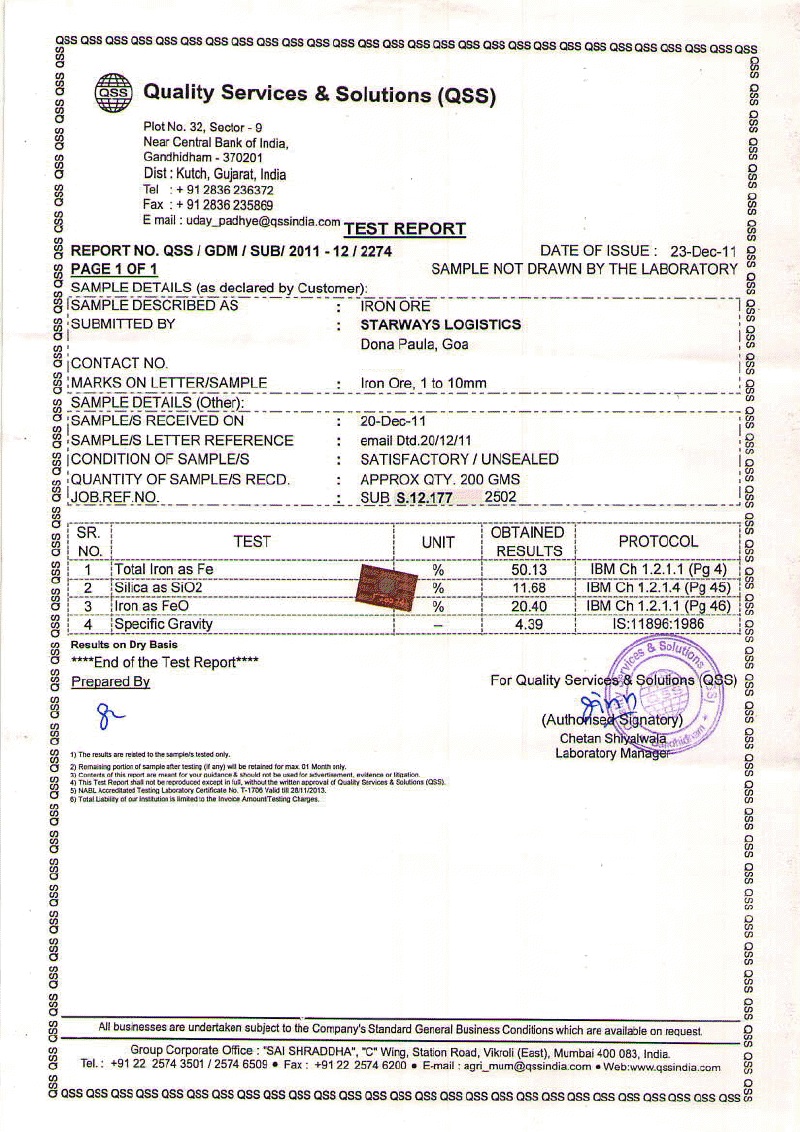 High Bulk Density Iron Ore and High Specific Gravity Iron Ore