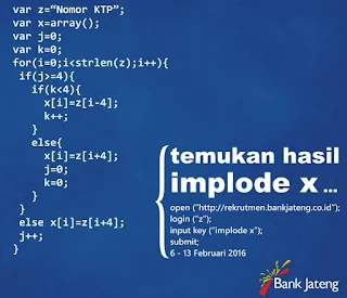 Mencari Implode x Pada Informasi Lowongan Kerja Bank Jateng
