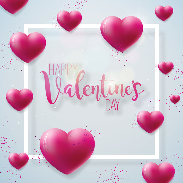 Valentine's Day - Heart balloon with valentine frame free vector download