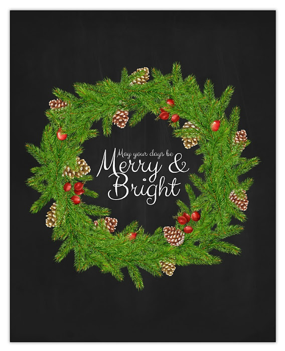 merry and bright wreath printable
