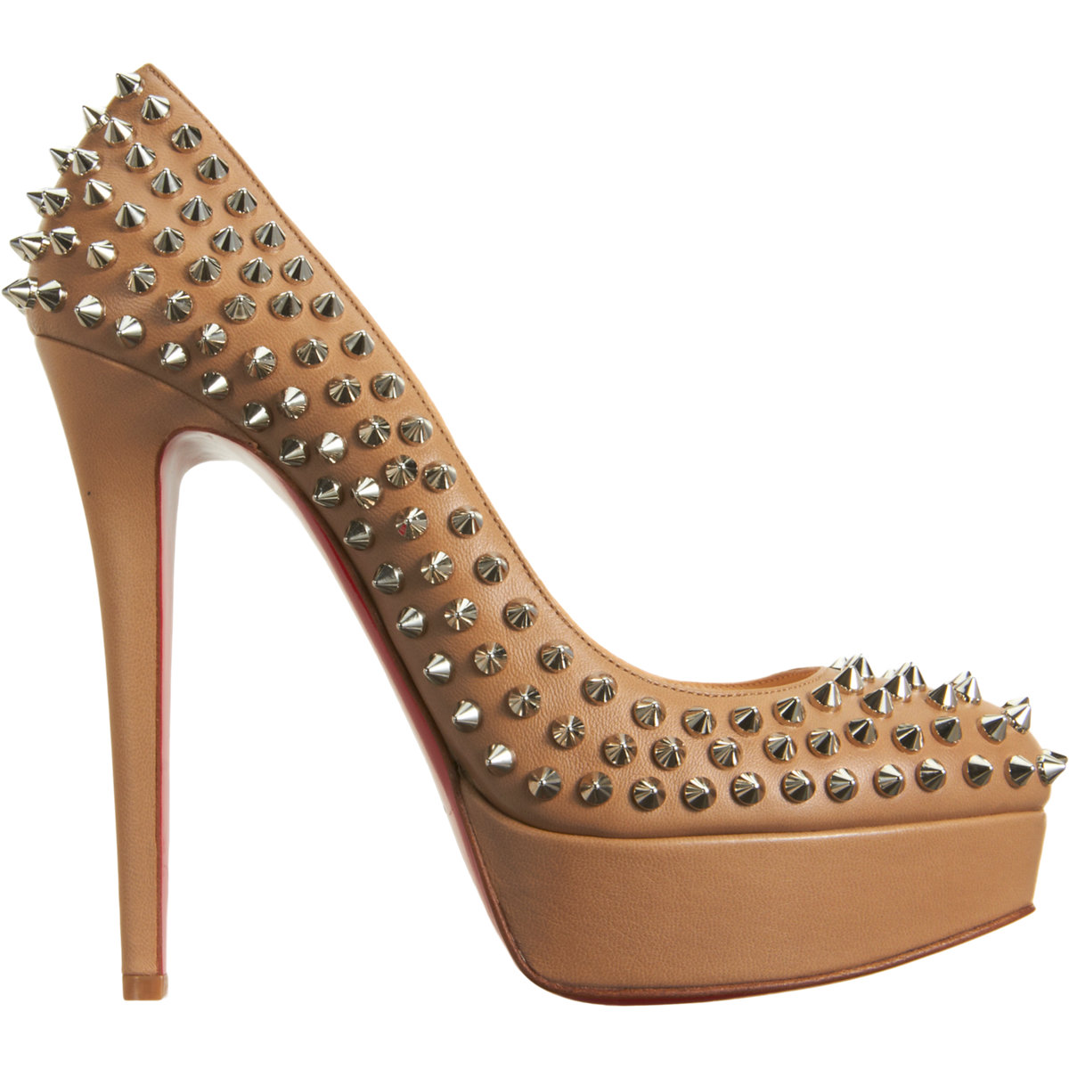 CHRISTIAN LOUBOUTIN BIANCA 140MM CORDE / SILVER SPIKES NAPPA LEATHER ...