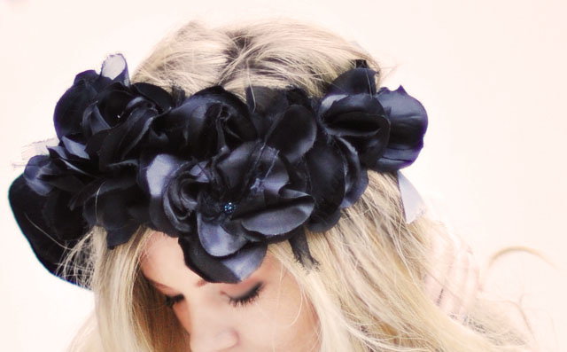 Pretty in Punk, DIY Black Flower Head Crown