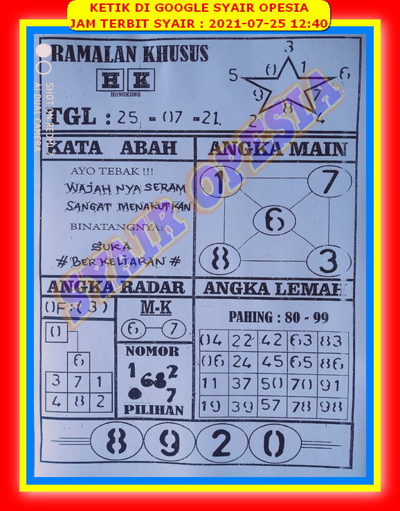 19 Syair opesia sgp minggu 18 juli 2021