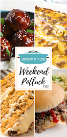 Weekend Potluck featured recipes include The Best Maid Rite Sandwiches, Southern Hummingbird Cake, Asian Pork Meatballs, Hamburger Potato Casserole, and more. 