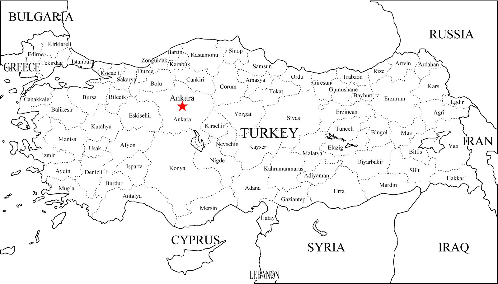 Türkei | Landkarten kostenlos - Cliparts kostenlos