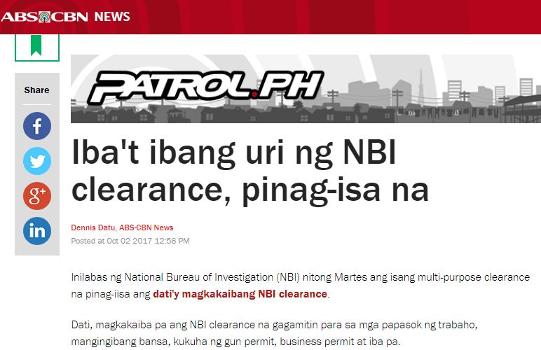 Do You Know That Your New NBI Clearance Will Be Now MultiPurpose?