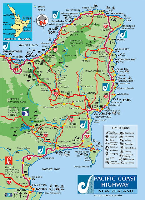 Mapa da região de Gisborne - Nova Zelândia