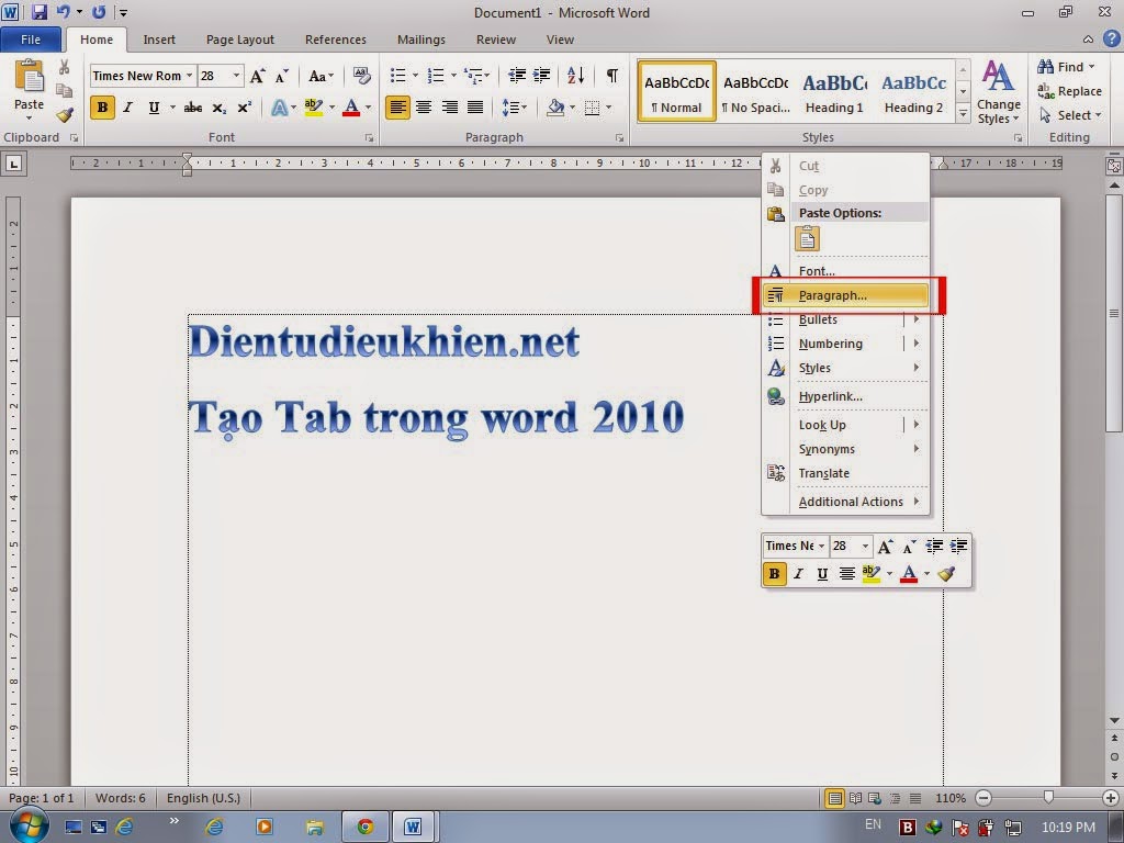 Insert Tab In Microsoft office Word 2010 « dientublog