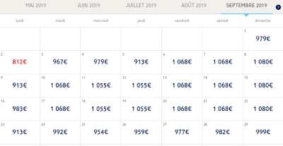 Tarif des séjours de Mai 2019 à Février 2020 pour des  séjours à la Réunion au départ de Paris.