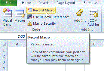 recording an Excel macro