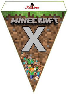 Abecedario Banderines de Minecraft para Imprimir Gratis. Alphabet Minecraft Pennants to Print Free.