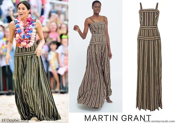 Meghan Markle wore Martin Grant Pleated Stripe Long Dress
