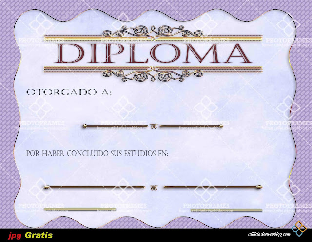 Diploma color violeta con motivo a finalización del año escolar