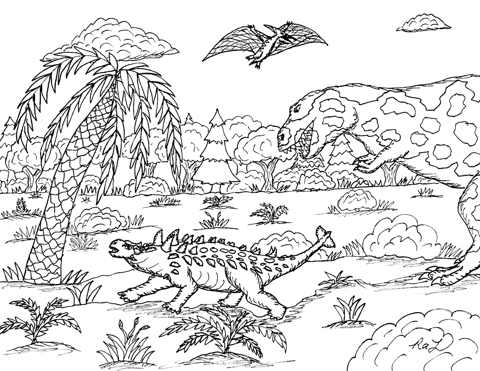 Robin's Great Coloring Pages: Ankylosaurus vs T. rex