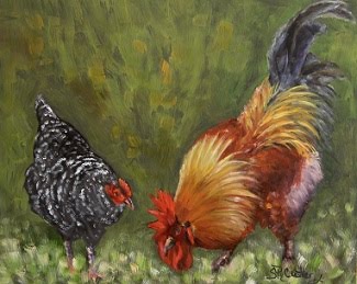"Spring Chickens", SOLD- prints available at Sandra-Cutrer.artistwebsites.com