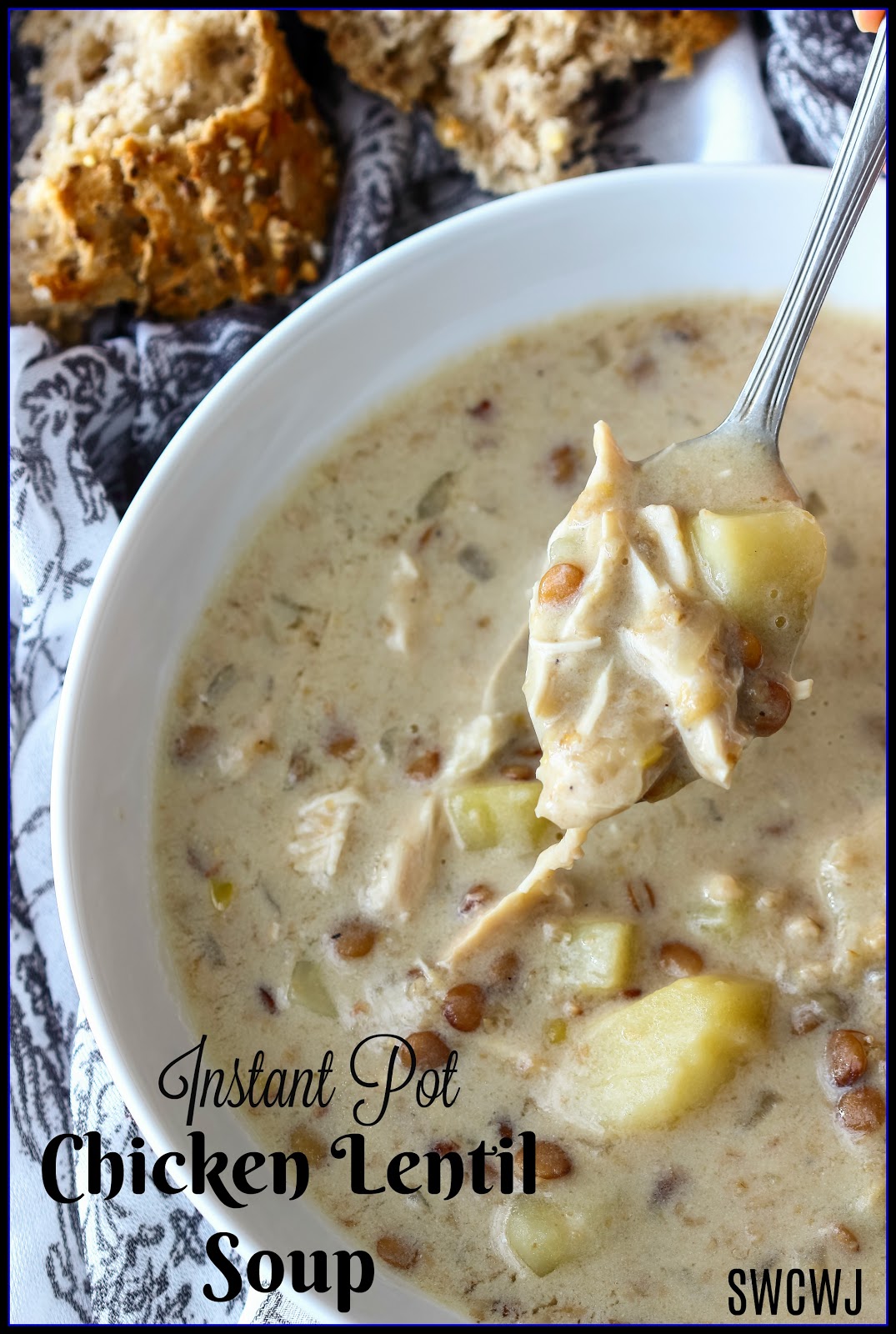 Sew what's cooking with Joan! Instant Pot Chicken Lentil Soup