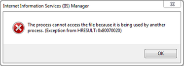 process cannot hresult access because being file iis error another used manager