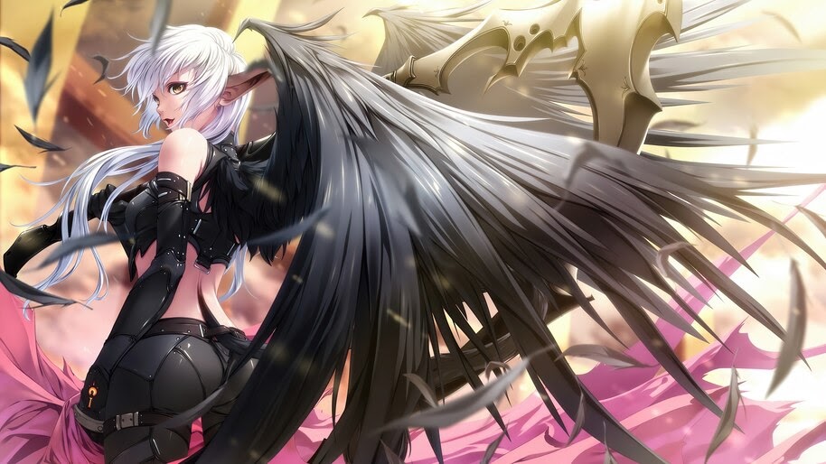 Anime, Girl, Wings, Fantasy, Warrior, 4K, #4.2401