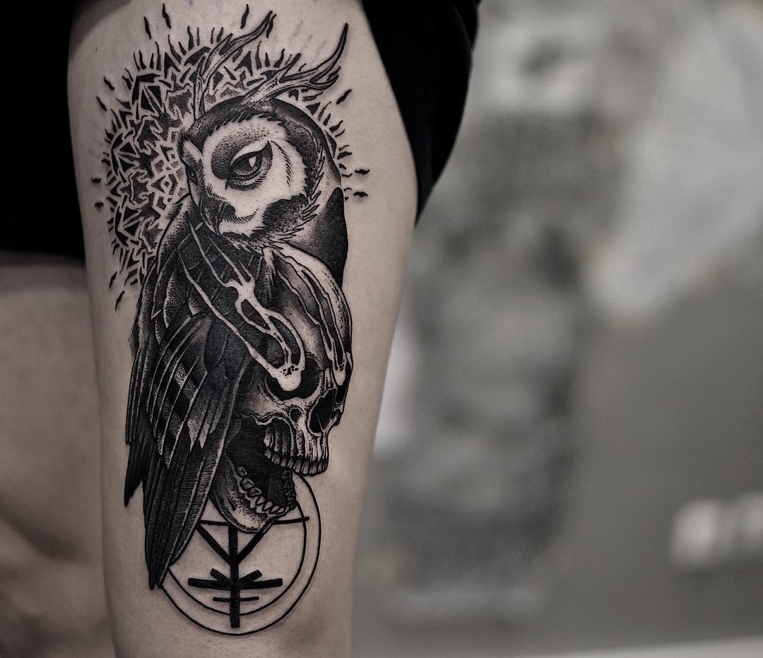 Gambar Tato Burung Hantu Di Lengan Pedro gambar