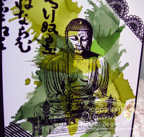 detail Zen card 50 shades of green alcohol inks