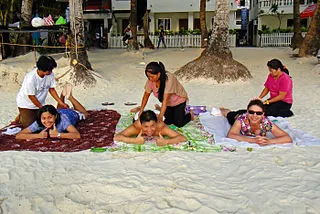 Massage on beach in Boracay.