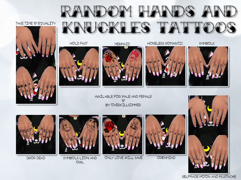 Sims 4 Ccs The Best Random Hands And Knuckles Tattoos By Lilisimmer