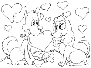 Colorea Tus Dibujos Dos Perros Enamorados
