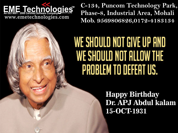 Industrial Training Happy Birthday Dr Apj Abdul Kalam Sir