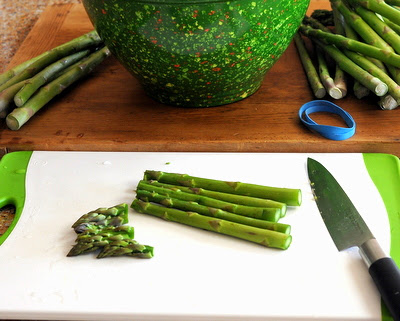 How to remove the woody ends from asparagus. Bend, bend, snap! Bend, bend, snap!