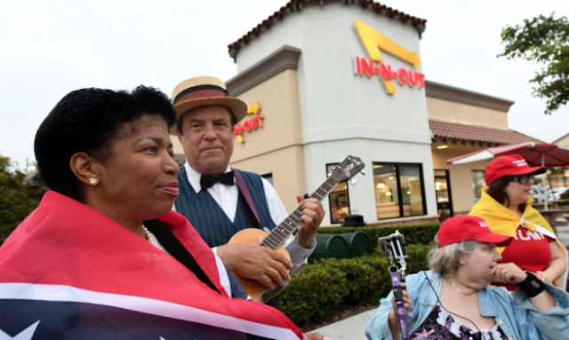 Trump supporters put MAGA on the menu at In-N-Out Moorpark, California rally