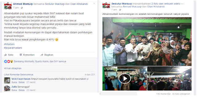 Marzuqi - Andi Umumkan Kemenangan Hasil Hitung Cepat, Pendukung Merayakan 1 MARZUQI%2BMENANG