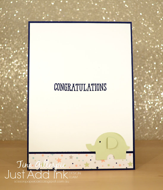 , Stampin' Up!, Just Add Ink, Well Written Bundle, Elephant Builder Punch, Starburst Punch, Baby Card