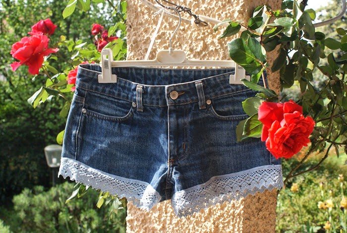 lace denim shorts diy fashion