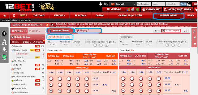Chơi Numbergame 12BET tích điểm đổi quà Nbg