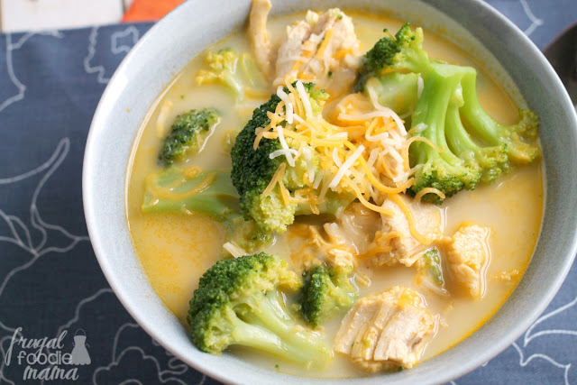 This delicious and satisfying Easy Cheesy Broccoli Chicken Soup takes just 5 ingredients and 25 minutes to make. A perfect busy weeknight dinner idea! @Campbells #ad