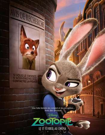 Poster Of Zootopia 2016 English 450MB BluRay 720p ESubs HEVC Free Download Watch Online Downloadhub.in