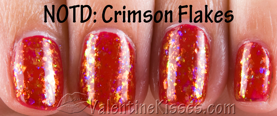 Valentine Kisses: NOTD: Crimson Flakes -- shiny & matte