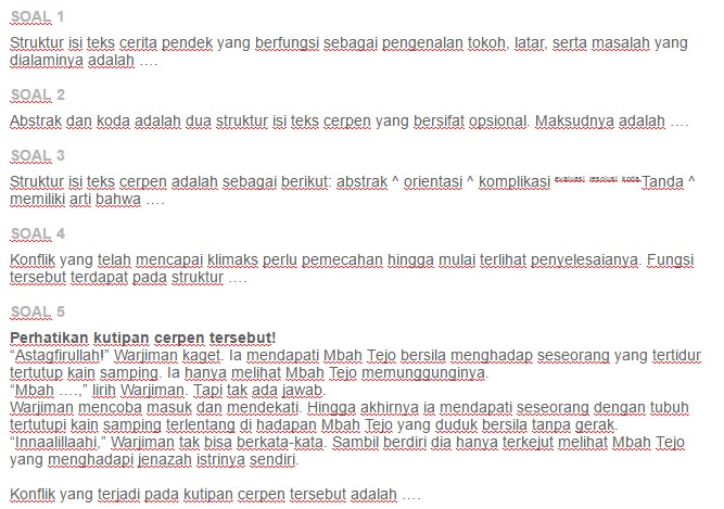 Contoh Soal Evaluasi Struktur Isi Dan Bahasa Teks Cerita Pendek