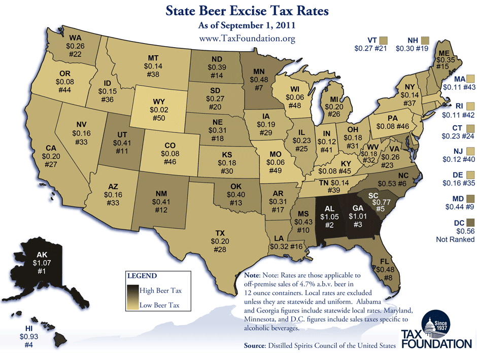 Tax Foundation: State Beer Excise Tax Rates
