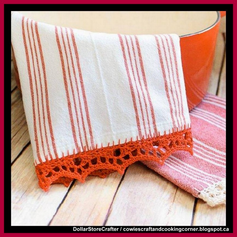 Dollar Store Crafter Fancy Up Dollar Tree Tea Towels by Crocheting The