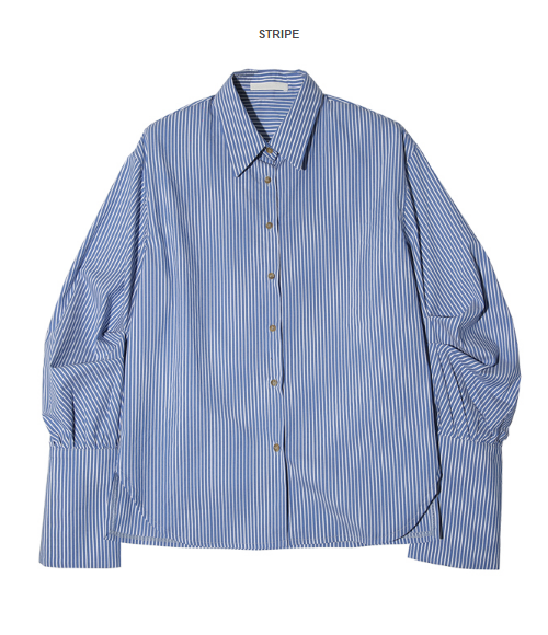 [Stylenanda] Stripe Print Ballooned Sleeve Button-Down Shirt | KSTYLICK ...