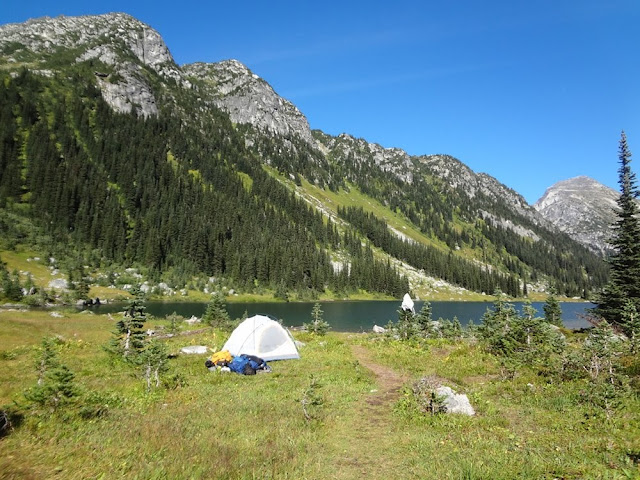 Tent set up next to Long Lake, Tolkien Group