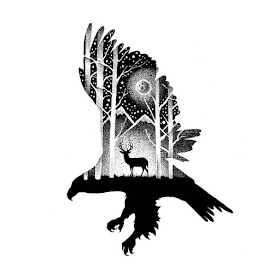 13-The-Eagle-and-the-Deer-Thiago-Bianchini-Ink-Animal-Drawings-Within-a-Drawing-www-designstack-co