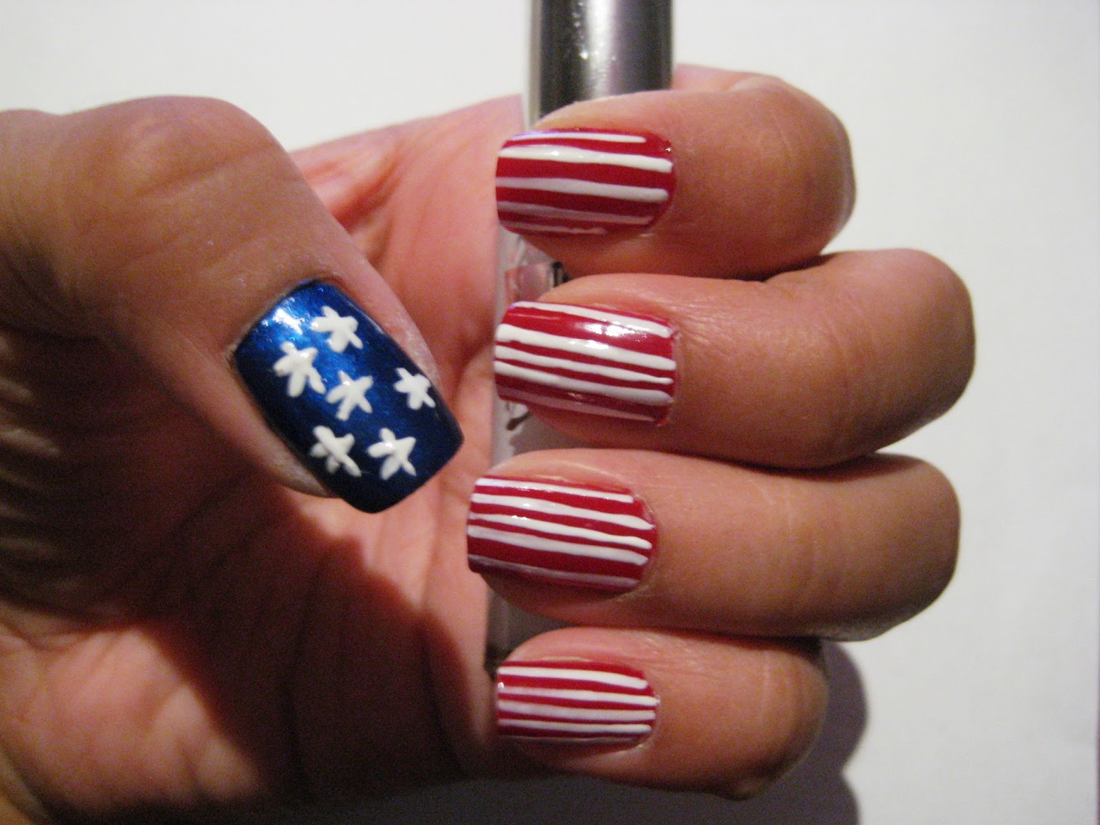 5 Finger Discount Cute Holiday Nail Art on a budget American President's Day Nail Art!