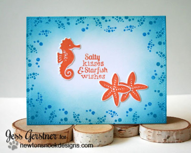 Blue and Orange Ocean Love Card featuring Newton's Nook Designs Tranquil Tides